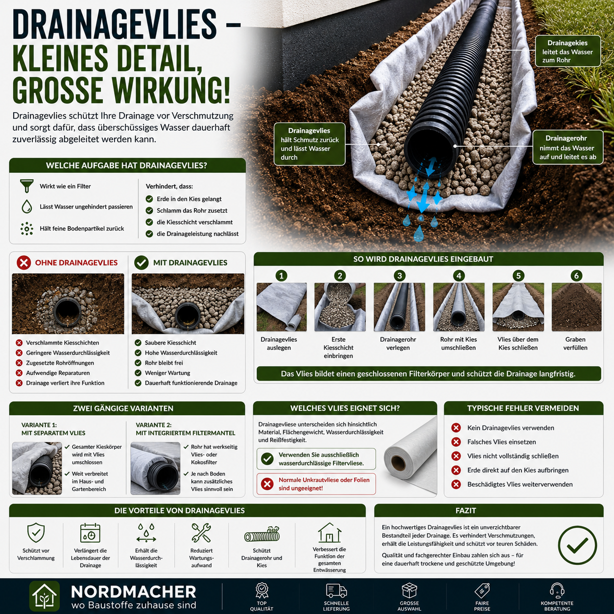 Muss unter einer Drainage Vlies verwendet werden und warum?