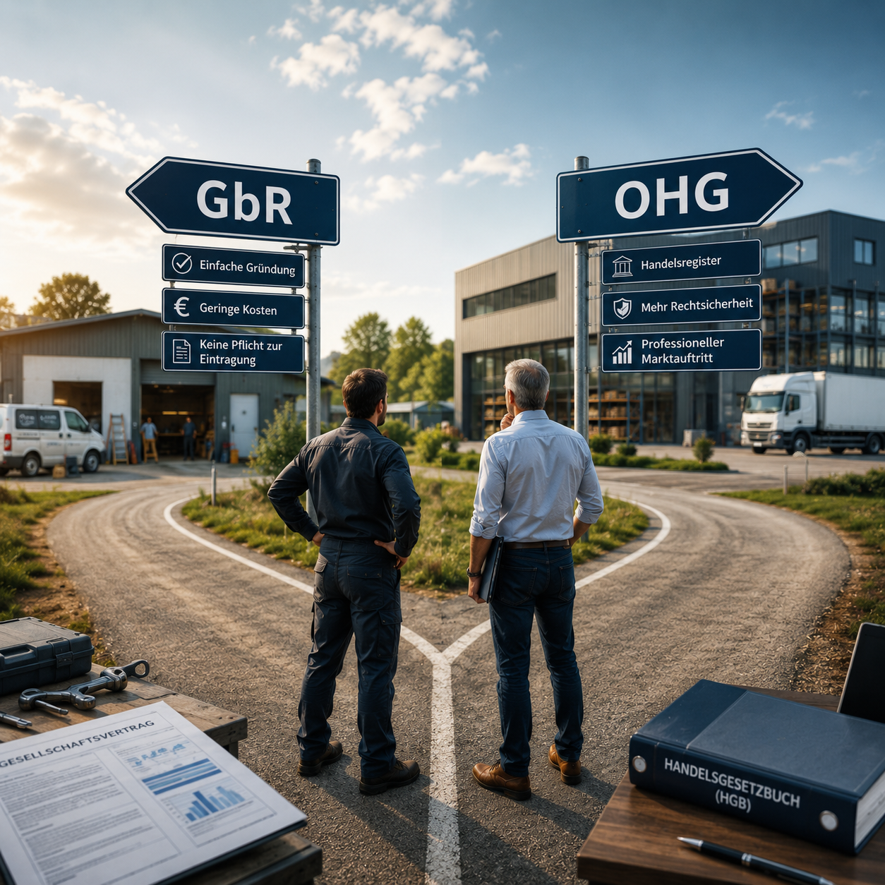 Vergleich der Rechtsformen GbR und OHG für Handwerksbetriebe und Unternehmen