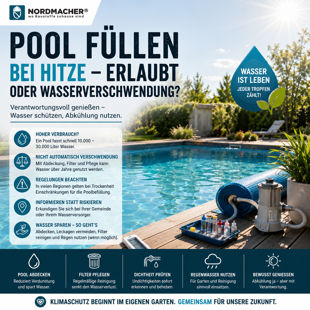 Darf man bei Wasserknappheit noch den Pool füllen?
