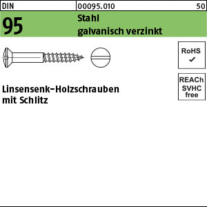 DIN 95 Stahl galvanisch verzinkt - Holzschrauben