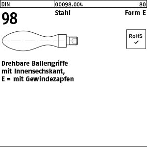 DIN 98 Stahl E 16 mit Gewindezapfen - Ballengriffe