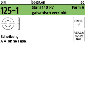 DIN 125 Stahl HV A 2, 2 galvanisch verzinkt - Scheiben