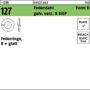 DIN 127 Federstahl B 8 galvanisch verzinkt 8 DiSP (Dickschichtpass.) gal Zink-Dispersion - Federringe