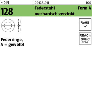 DIN 128 Federstahl A 2, 5 mechanisch verzinkt mech Zn - Federringe