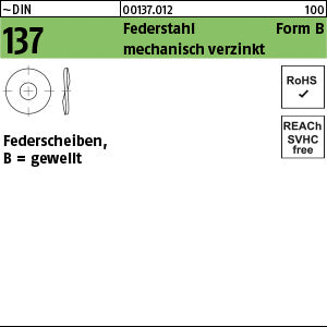 DIN 137 Federstahl B 3 mechanisch verzinkt mech Zn - Federscheiben