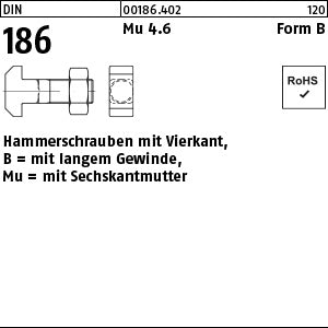 DIN 186 Mutter 4.6 BM - Hammerschrauben mit Mutter