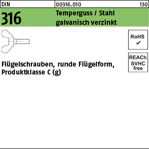 DIN 316 GT/Stahl galvanisch verzinkt - Flügelschrauben