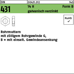 DIN 431 14 H B G 1/8 SW 19 galvanisch verzinkt - Rohrmuttern