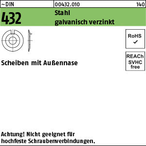 DIN 432 Stahl galvanisch verzinkt - Scheiben