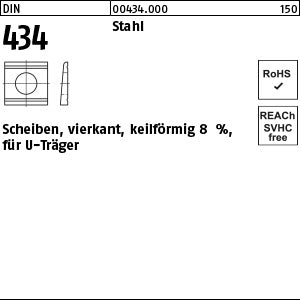 DIN 434 Stahl / ÜH 9 Neigung 8 % - U-Scheiben