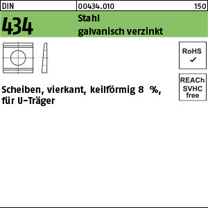 DIN 434 Stahl / ÜH 9 galvanisch verzinkt Neigung 8 % galvanisch verzinkt - U-Scheiben
