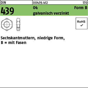 DIN 439 04 BM 2 galvanisch verzinkt - Sechskantmuttern