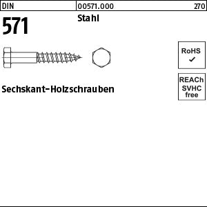 DIN 571 Stahl - Sechskant-Holzschrauben