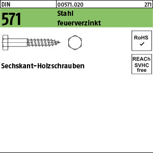 DIN 571 Stahl feuerverzinkt - Sechskant-Holzschrauben