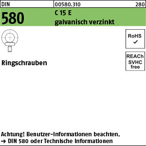DIN 580 C15E galvanisch verzinkt - Ringschrauben