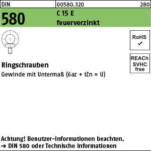 DIN 580 C15E U feuerverzinkt - Ringschrauben