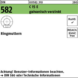 DIN 582 C15E galvanisch verzinkt - Ringmuttern