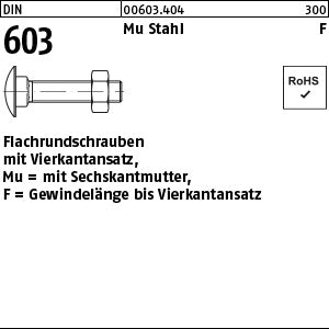 DIN 603 Mutter Stahl Gewinde bis Vierkant - Flachrundschrauben
