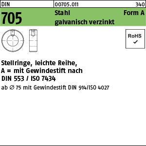 DIN 705 Stahl A4 galvanisch verzinkt - Stellringe