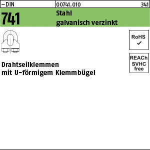 DIN 741 Stahl 3 mm / 1/8 ähnlich DIN 741, galvanisch verzinkt - Drahtseilklemmen