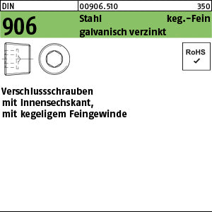 DIN 906 Stahl galvanisch verzinkt - Verschlußschrauben
