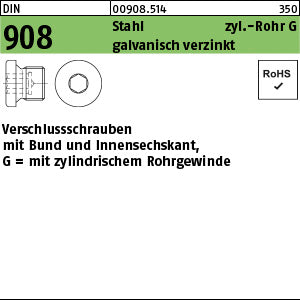 DIN 908 Stahl G 1/8 A galvanisch verzinkt - Verschlußschrauben