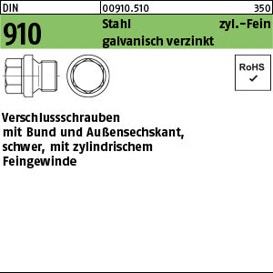 DIN 910 Stahl galvanisch verzinkt (Zylindergewinde) - Verschlussschrauben