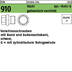 DIN 910 Stahl G 1/8 A galvanisch verzinkt - Verschlussschrauben