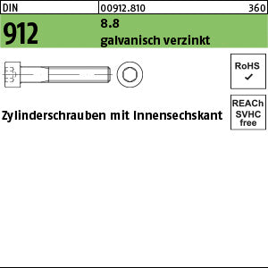 DIN 912 8.8 galvanisch verzinkt - Zylinderschrauben