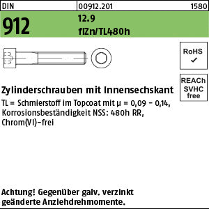 DIN 912 12.9 Zinklamelle - Zylinderschrauben