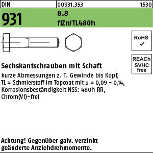 DIN 931 8.8 Zinklamelle - Sechskantschrauben