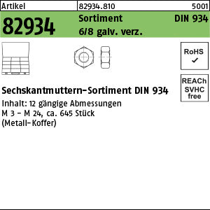 DIN 934 8 Sortiment Muttern galvanisch verzinkt RG - M 24 - Sortimente Muttern (Sortiment)