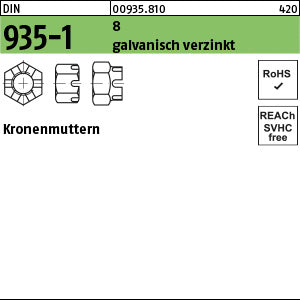 DIN 935 -1 8 galvanisch verzinkt - Kronenmuttern