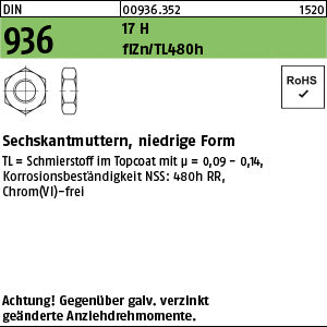 DIN 936 17 H Zinklamelle - Sechskantmuttern
