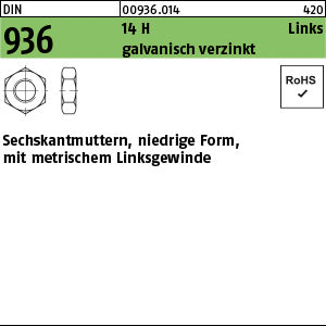 DIN 936 14 H -LH galvanisch verzinkt - Sechskantmuttern