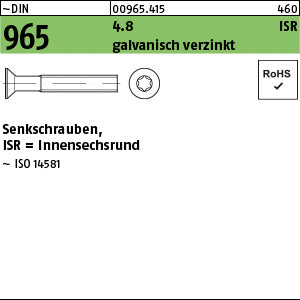 DIN 965 4.8 -T galvanisch verzinkt, Innensechsrund - Senkschrauben