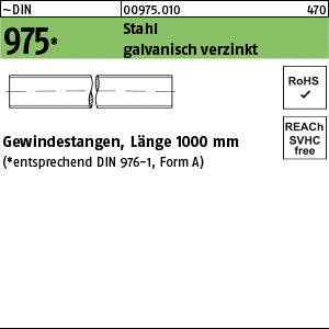 DIN 975 Stahl galvanisch verzinkt - Gewindestangen - Länge 1,00 m