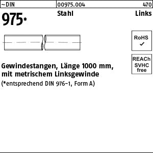 DIN 975 Stahl -LH - Gewindestangen - Länge 1,00 m