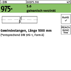 DIN 975 5.6 galvanisch verzinkt, gekennzeichnet - Gewindestangen - Länge 1,00 m