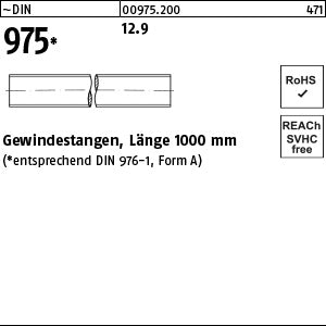 DIN 975 12.9 - Gewindestangen - Länge 1,00 m