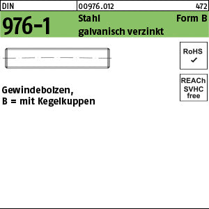 DIN 976 Stahl B galvanisch verzinkt - Gewindebolzen