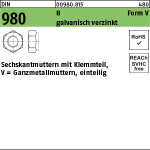 DIN 980 8 V galvanisch verzinkt - Sechskantmuttern
