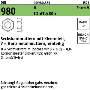 DIN 980 8 VM 6 Zinklamelle - Sechskantmuttern