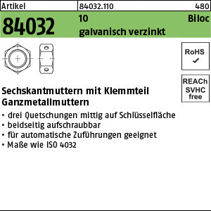 Biloc-Muttern Klasse 10 galvanisch verzinkt - Biloc-Muttern