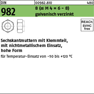 DIN 982 8 galvanisch verzinkt - Sechskantmuttern