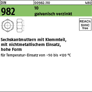 DIN 982 10 galvanisch verzinkt - Sechskantmuttern