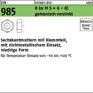 DIN 985 8 galvanisch verzinkt - Sechskantmuttern