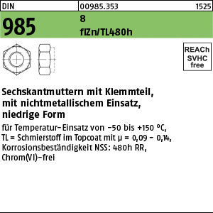 DIN 985 8 Zinklamelle - Sechskantmuttern