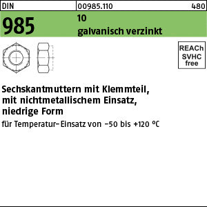 DIN 985 10 galvanisch verzinkt - Sechskantmuttern