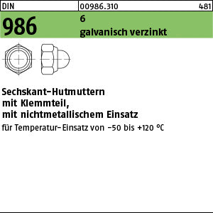 DIN 986 6 galvanisch verzinkt - Hutmuttern
